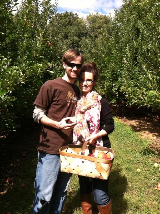 David and B Apple Picking